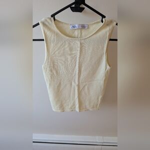 Zara basic pastel yellow tank top. Size medium